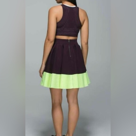 Lululemon Away Dress Black Cherry Neon Yellow Size Small - Picture 13 of 14
